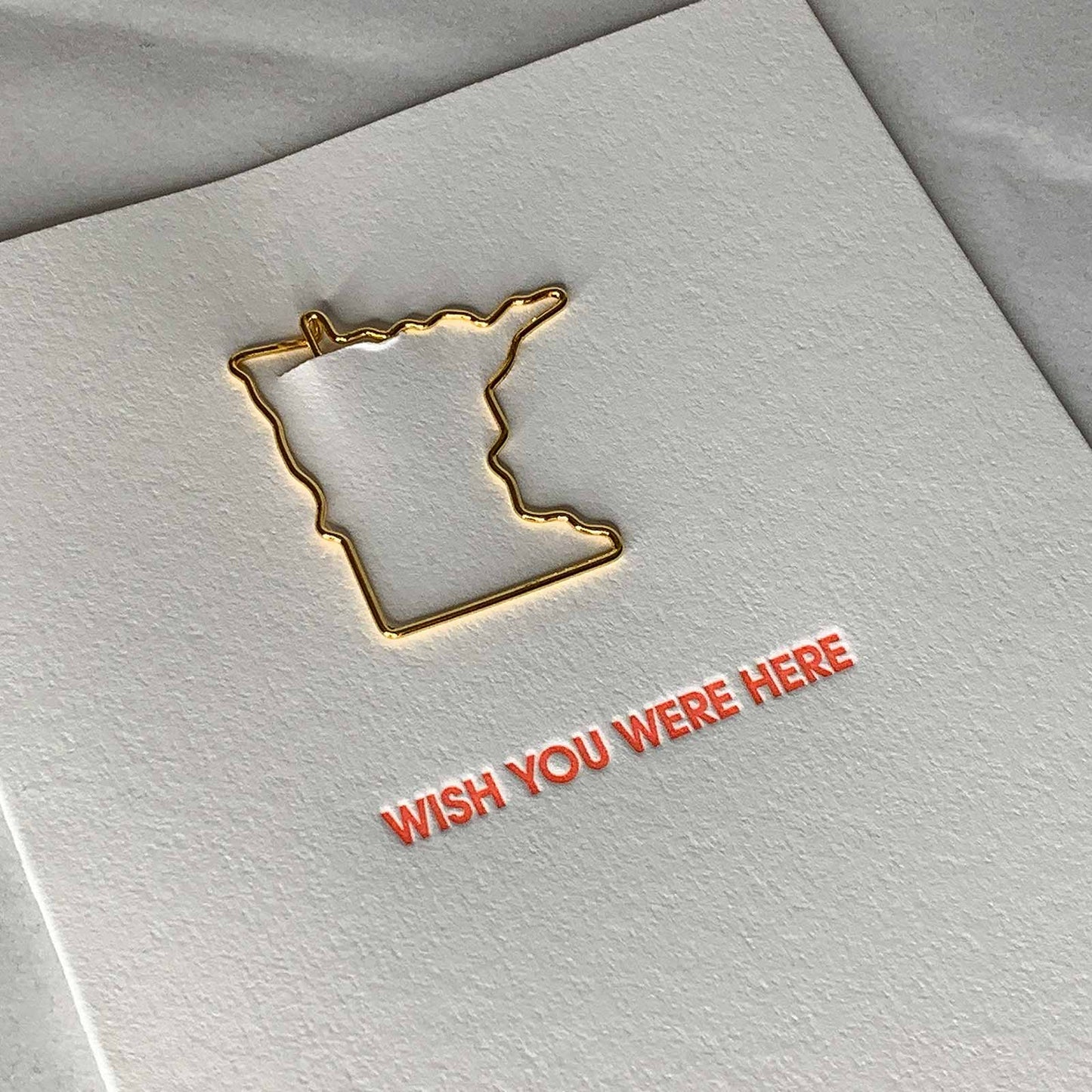 Wish You Were Here Minnesota - Paper Clip Letterpress Card