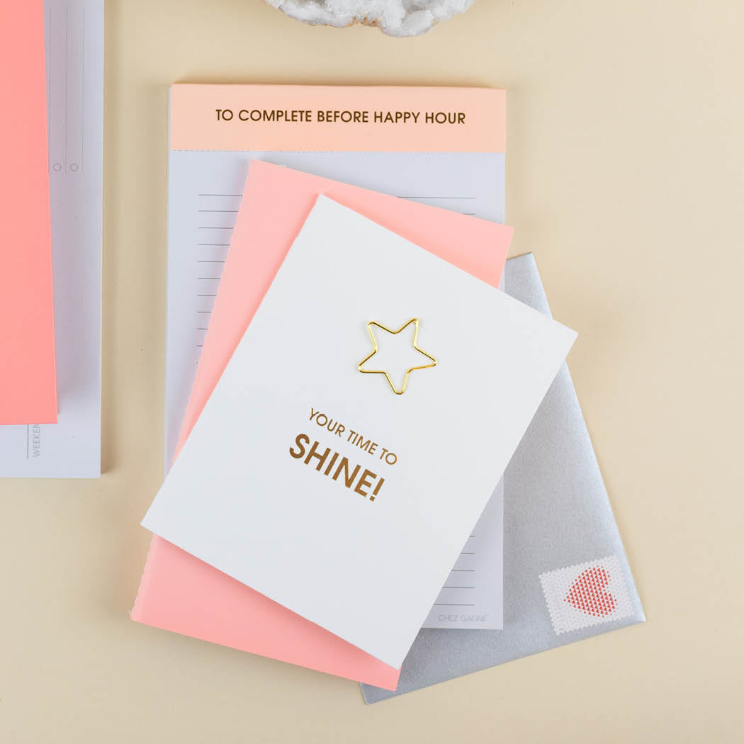 Your Time to Shine - Star Paper Clip Letterpress Card