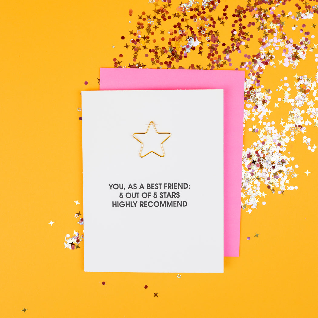 You, as a Best Friend 5 out of 5 Stars. Highly Recommend - Paper Clip Letterpress Card