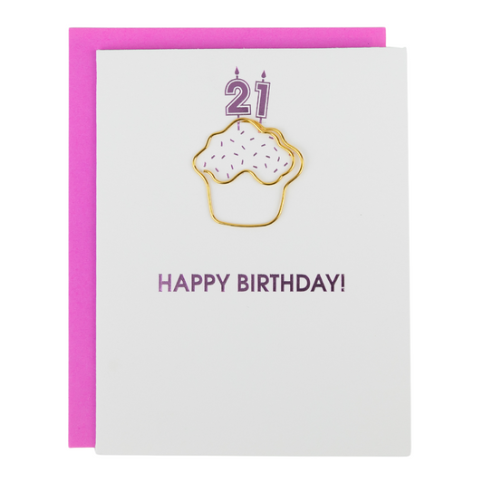 Happy Birthday Candles 21 - Paperclip Letterpress Card