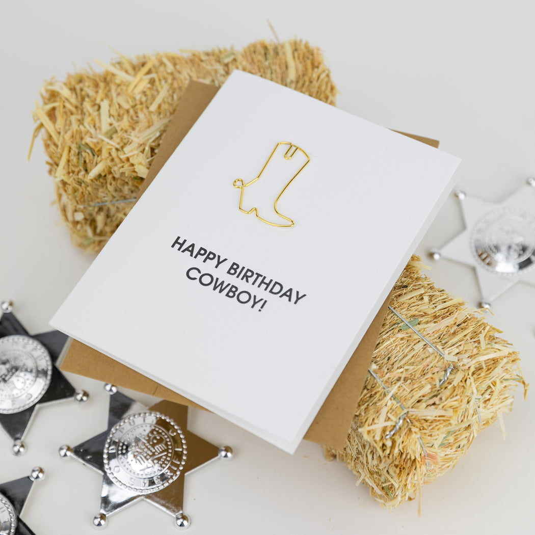 Happy Birthday, Cowboy - Paper Clip Letterpress Card