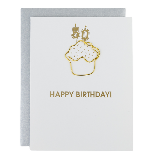 Happy Birthday Candles 50 - Paperclip Letterpress Card