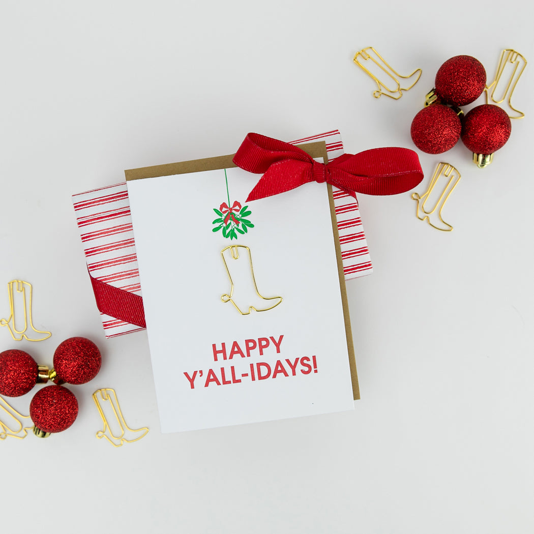Happy Y'all-idays - Paper Clip Letterpress Card