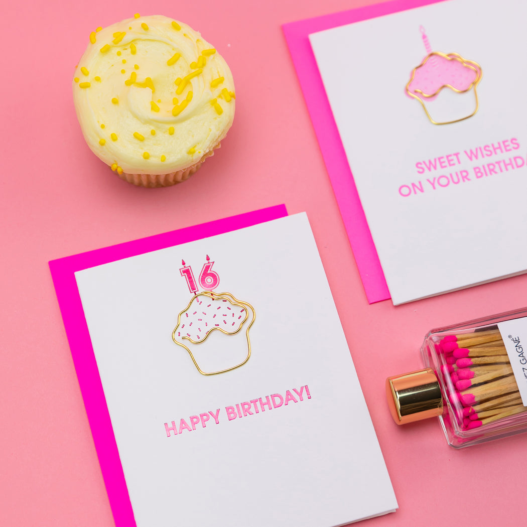Happy Birthday Candles 16 - Paperclip Letterpress Card