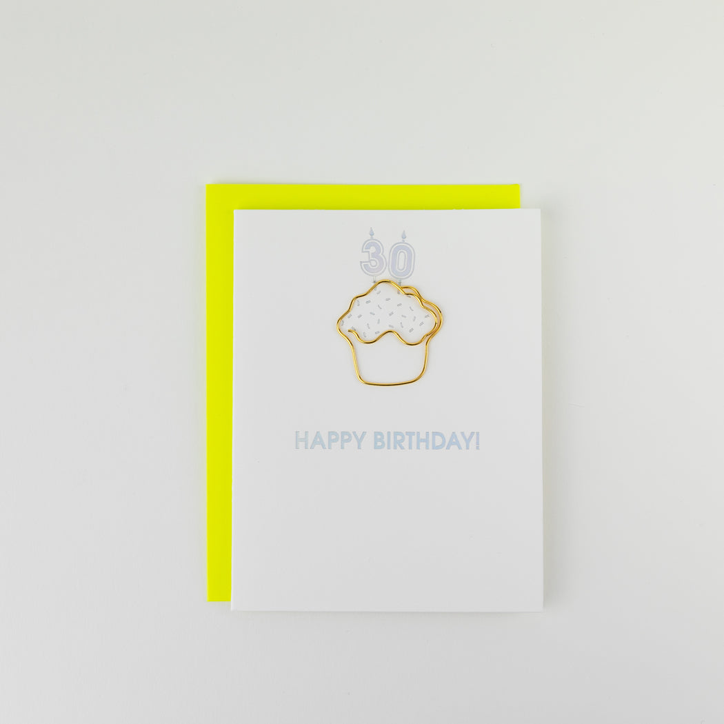 Happy Birthday Candles 30 - Paperclip Letterpress Card