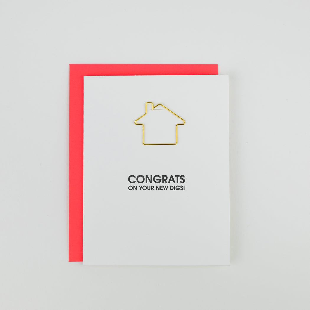 Congrats On Your New Digs - Paperclip Letterpress Card