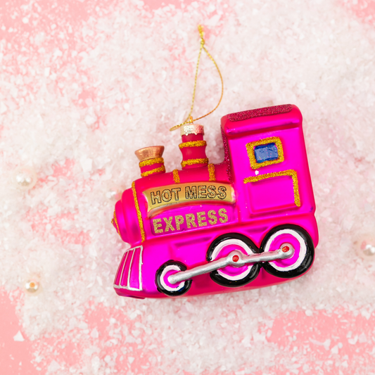 Hot Mess Express - Locomotive Train - Glass Ornament