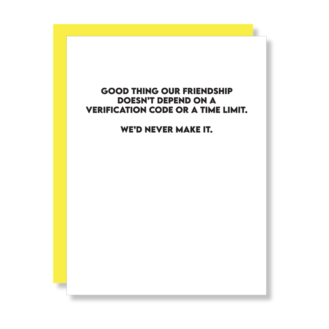Friendship Verification Code - Funny Card