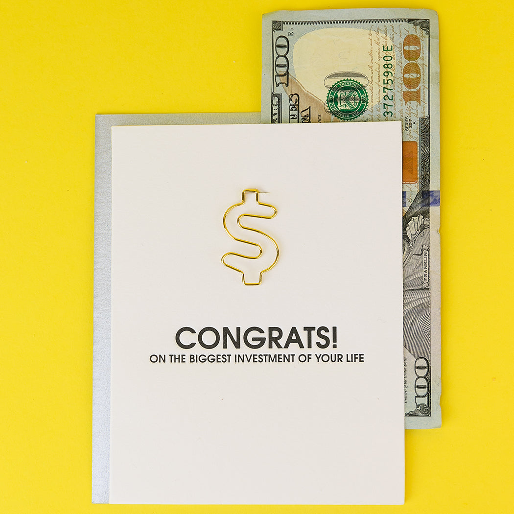 Biggest Investment Of Your Life - Paper Clip Letterpress Card