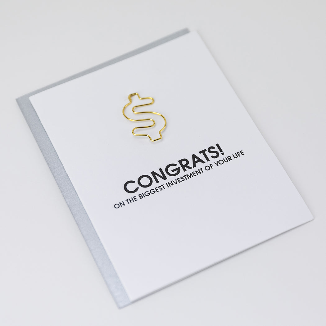 Biggest Investment Of Your Life - Paper Clip Letterpress Card