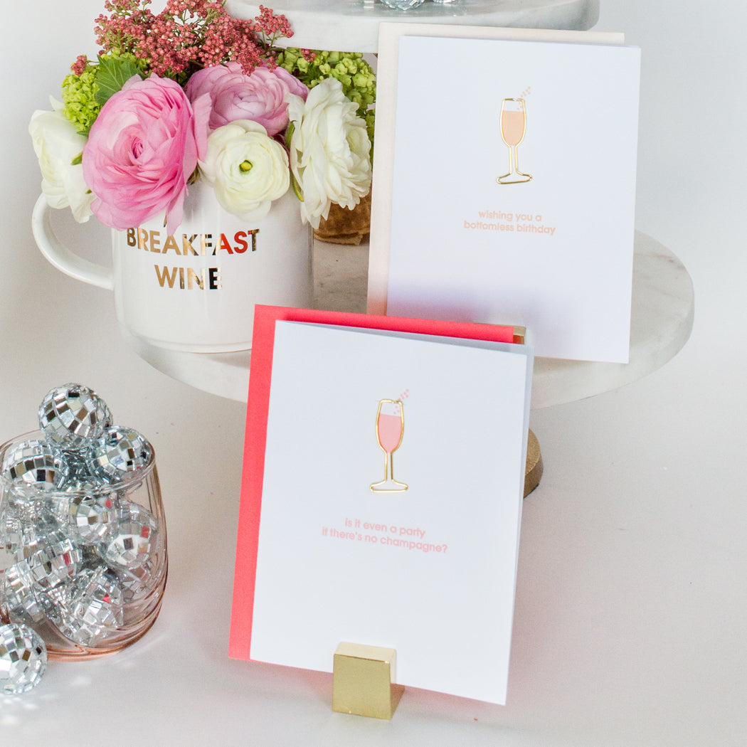 Wishing You a Bottomless Birthday - Paper Clip Letterpress Card