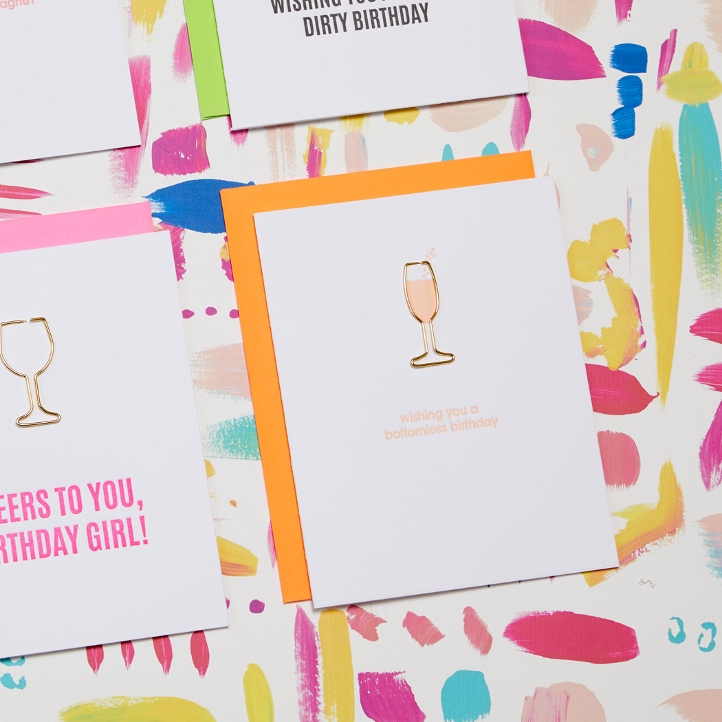 Wishing You a Bottomless Birthday - Paper Clip Letterpress Card