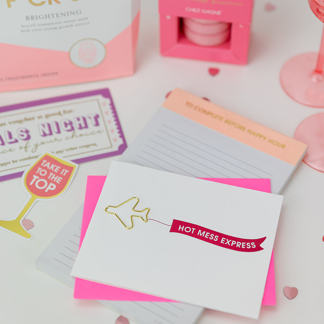 Hot Mess Express Airplane - Paper Clip Letterpress Card