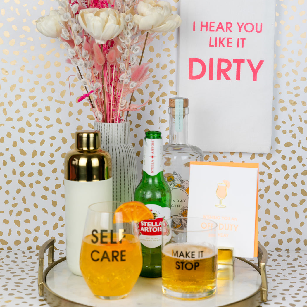 Self Care - Gold Foil Stemless Wine Glass