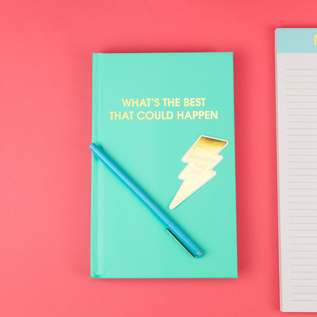 What's The Best That Could Happen - Aqua Hardcover Journal