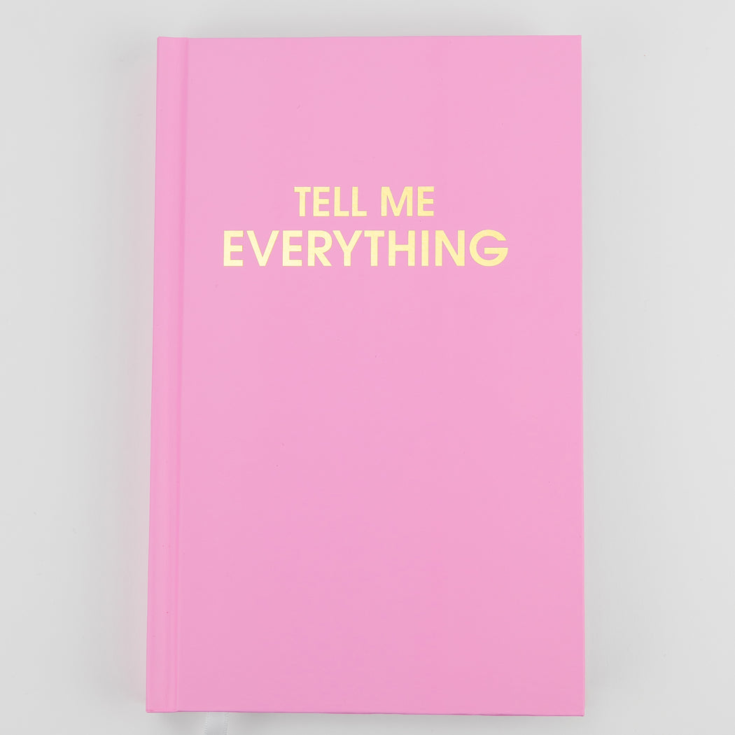 Tell Me Everything - Hardcover Daily Journal - Neon Peony