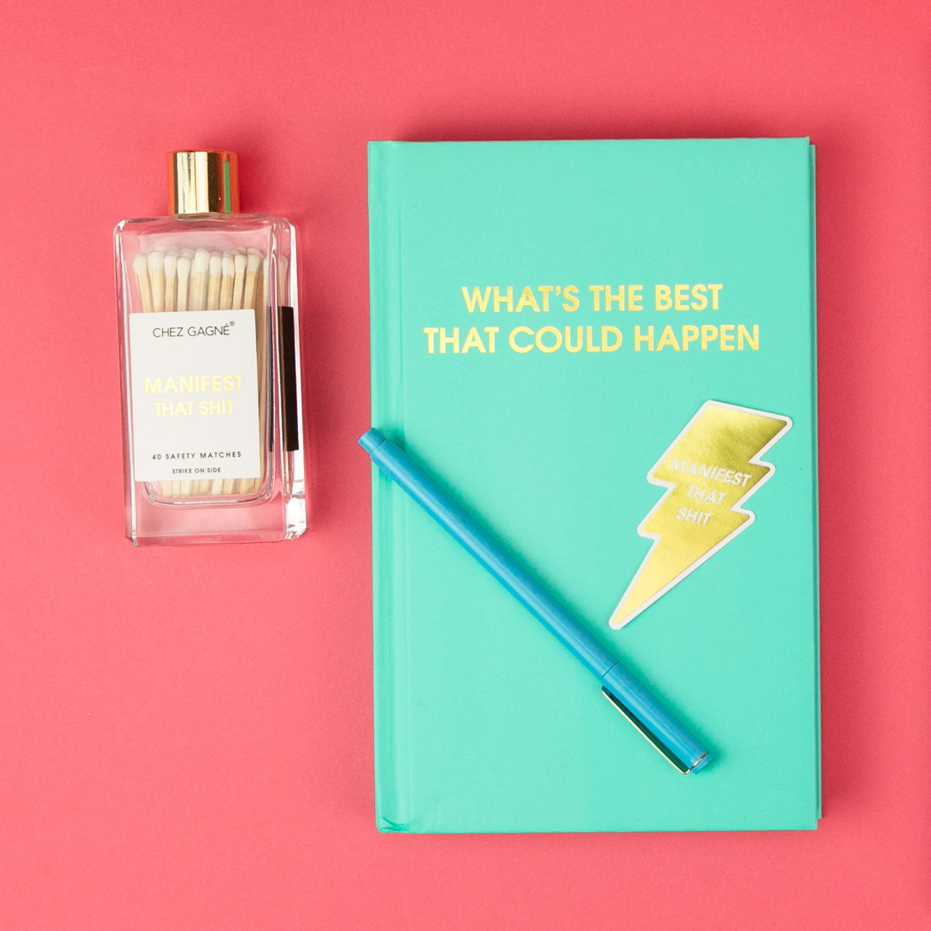 What's The Best That Could Happen - Aqua Hardcover Journal