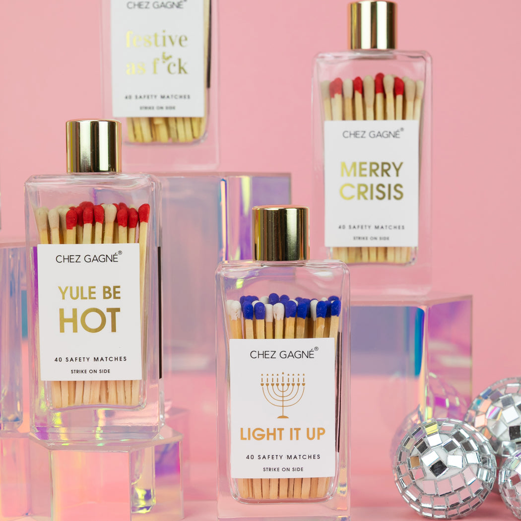 Light It Up - Hanukkah - Holiday Glass Bottle Safety Matches