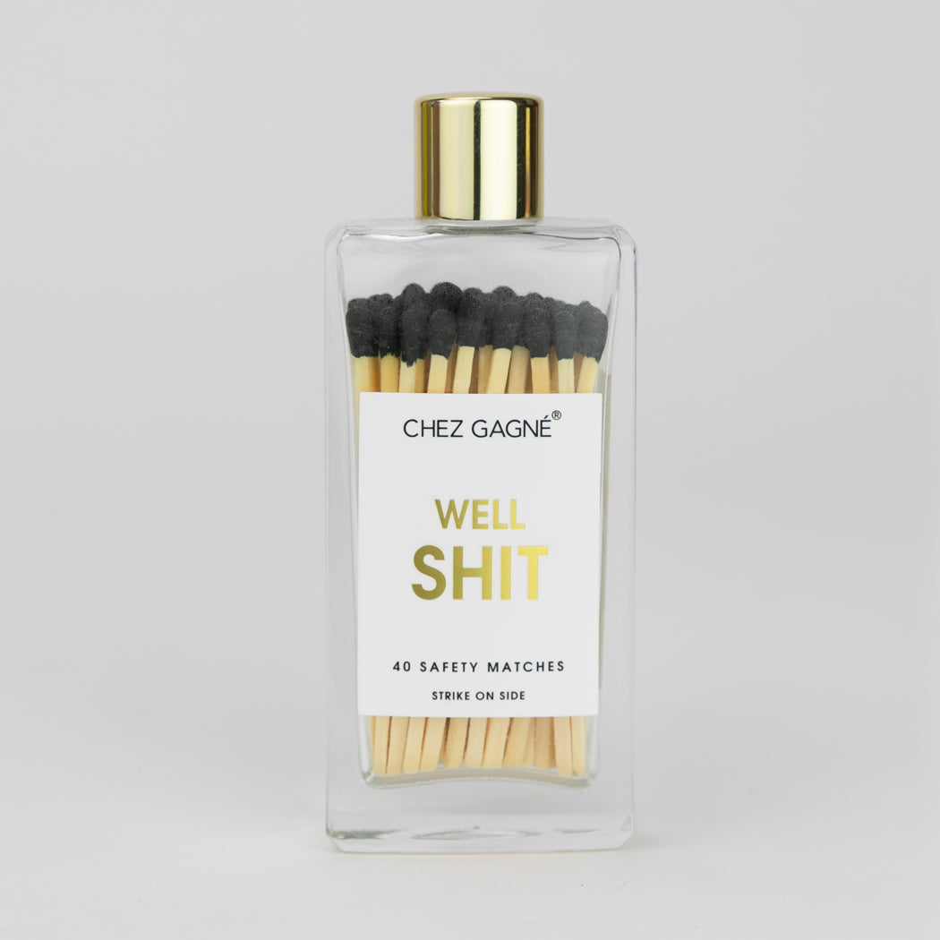 Well, Shit - Glass Bottle Safety Matches - Black Tips