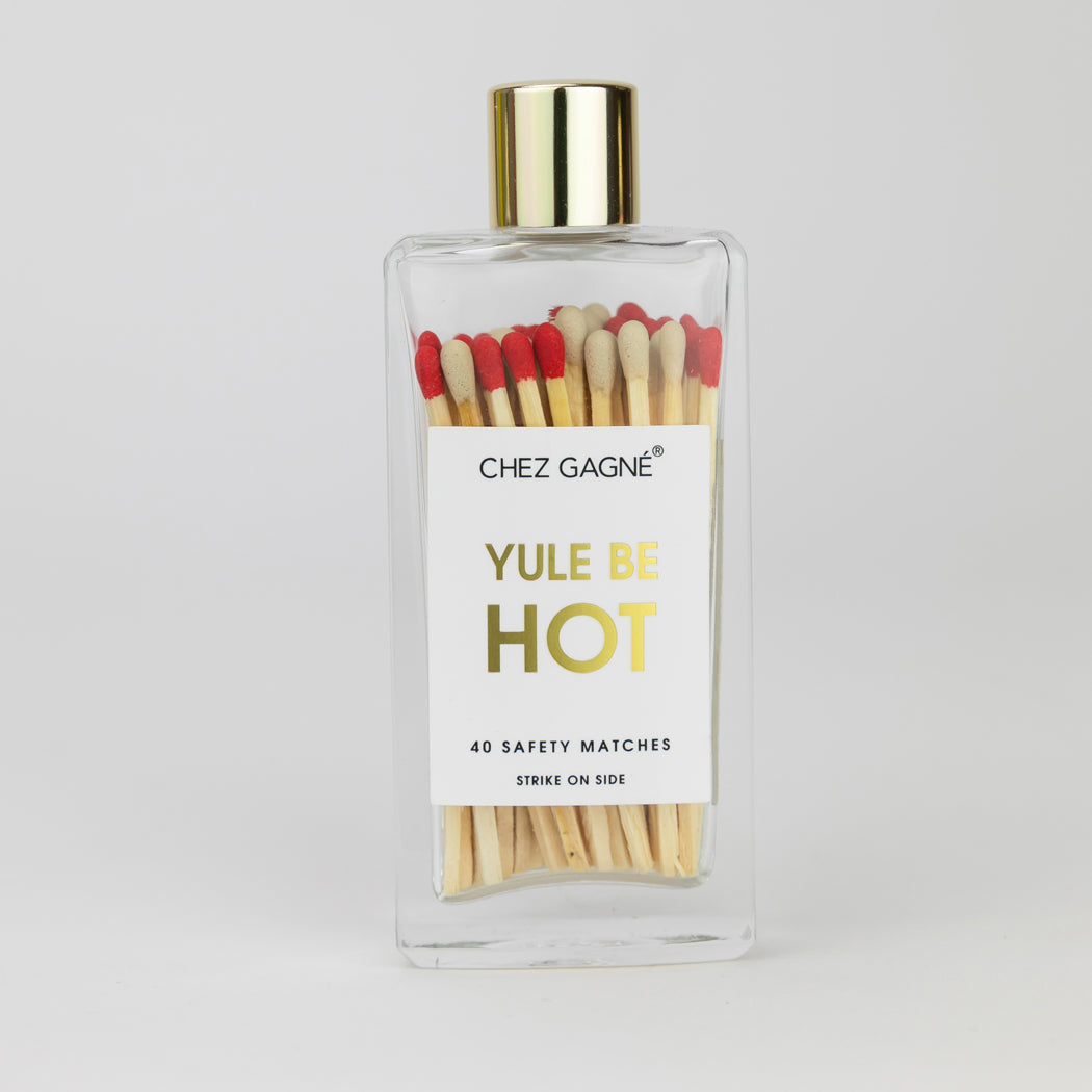 Yule Be Hot - Glass Bottle Safety Matches - Red/White Tips