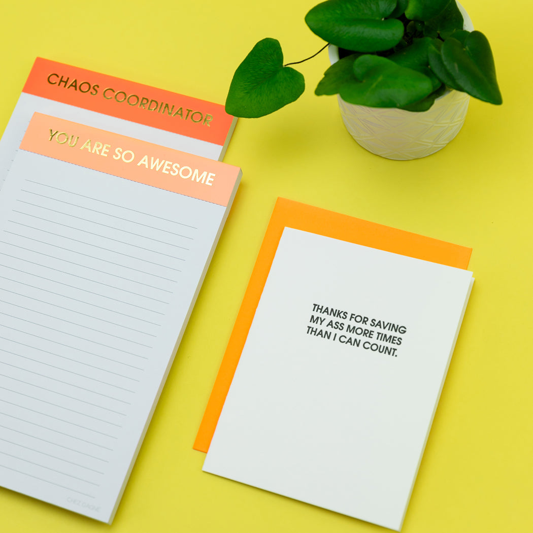 Thanks For Saving My Ass More Times Than I Can Count. - Letterpress Card