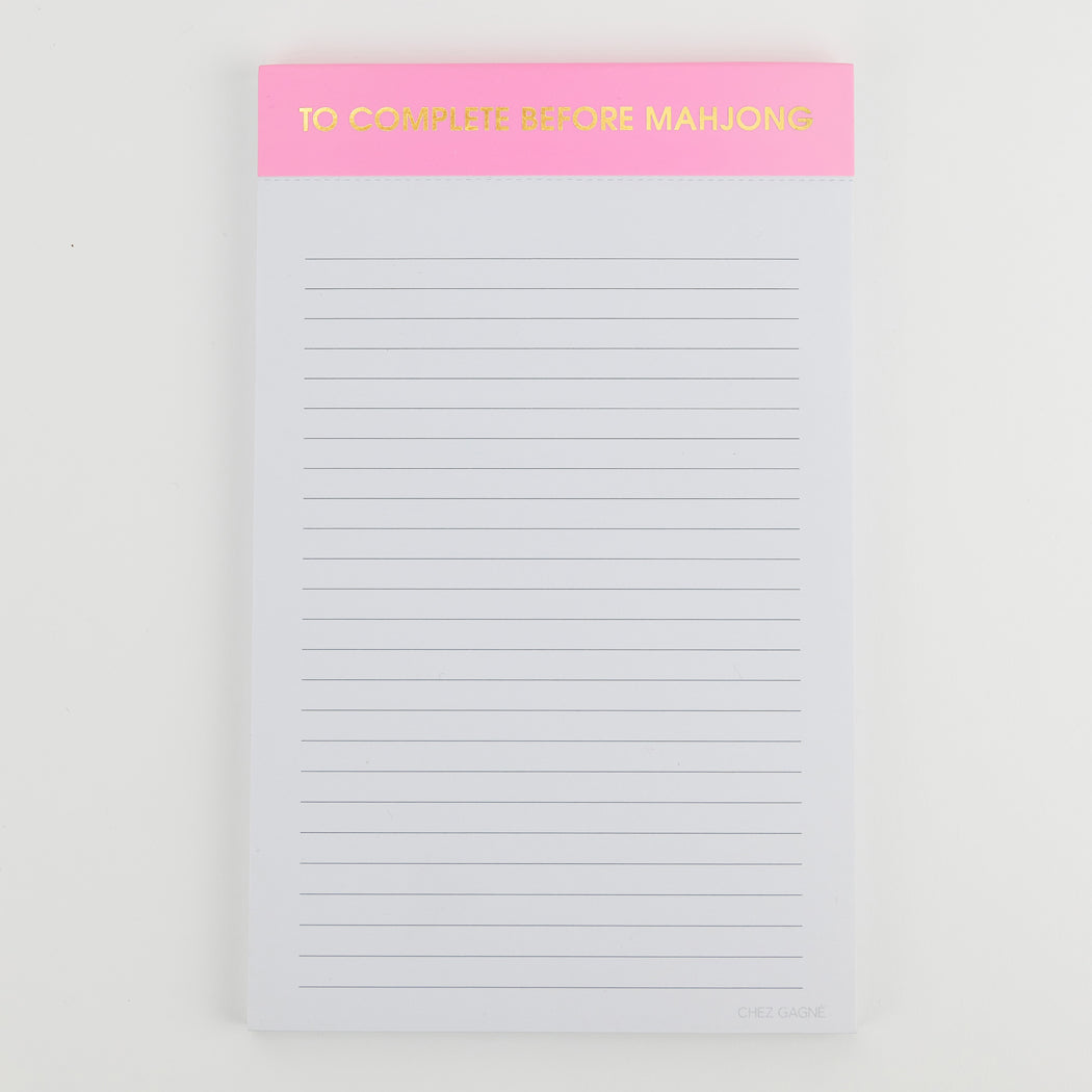 To Complete Before Mahjong - Lined Notepad - Neon Peony