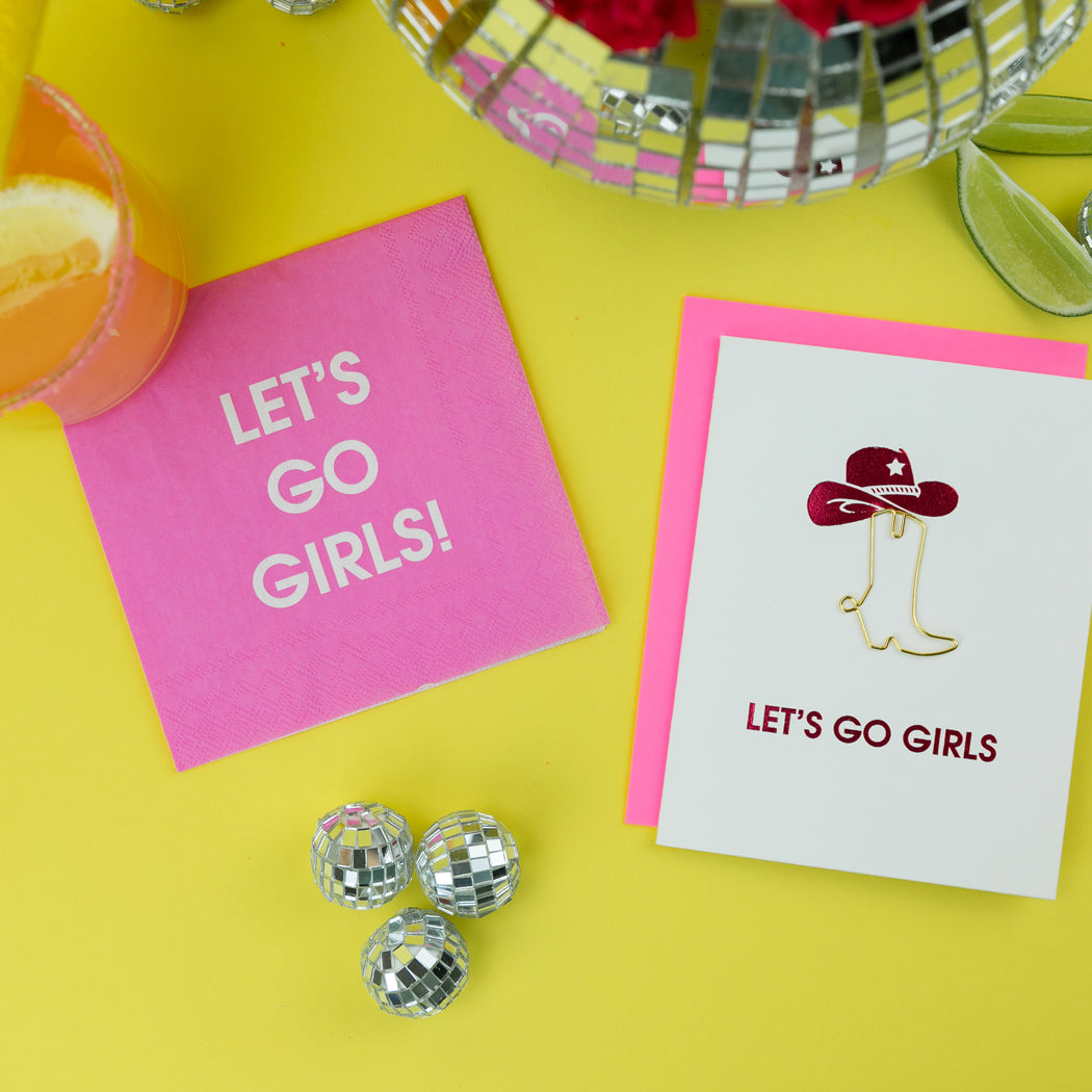 Let's Go Girls - Paper Clip Letterpress Card