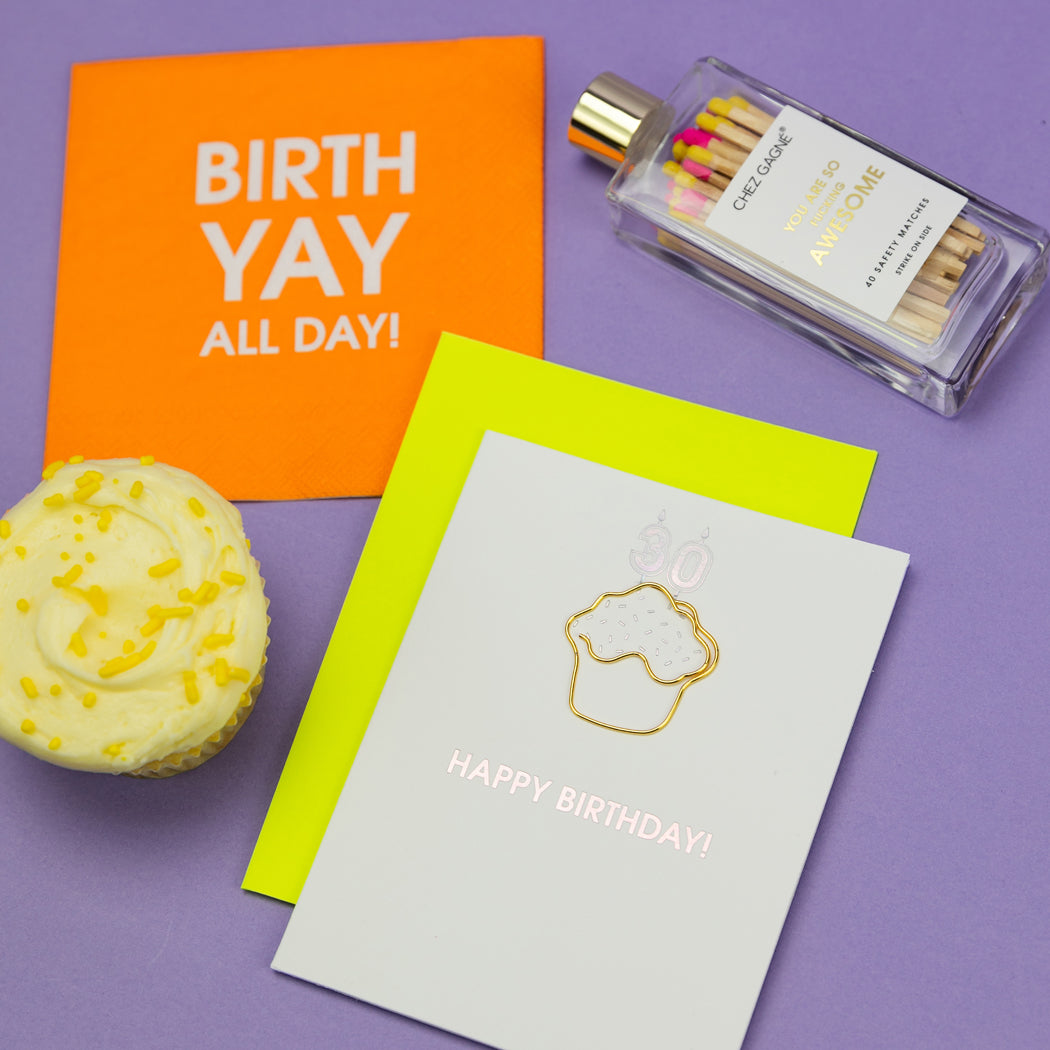 Happy Birthday Candles 30 - Paperclip Letterpress Card