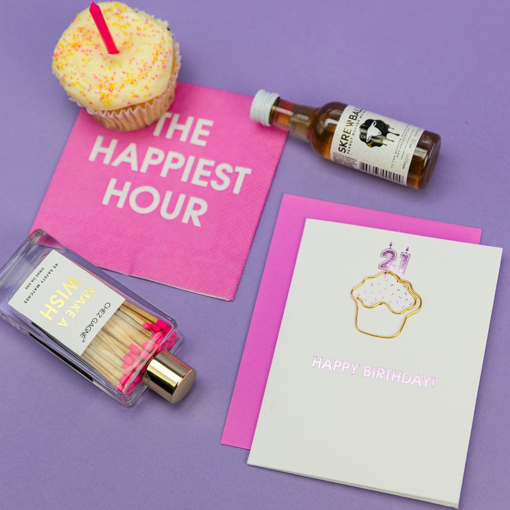 Happy Birthday Candles 21 - Paperclip Letterpress Card