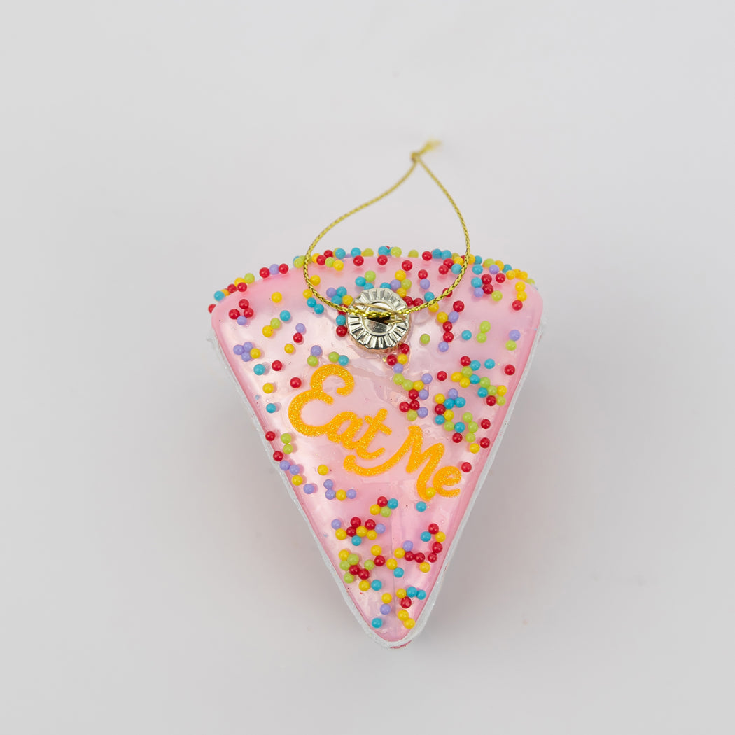Eat Me - Cake Slice Glass Ornament