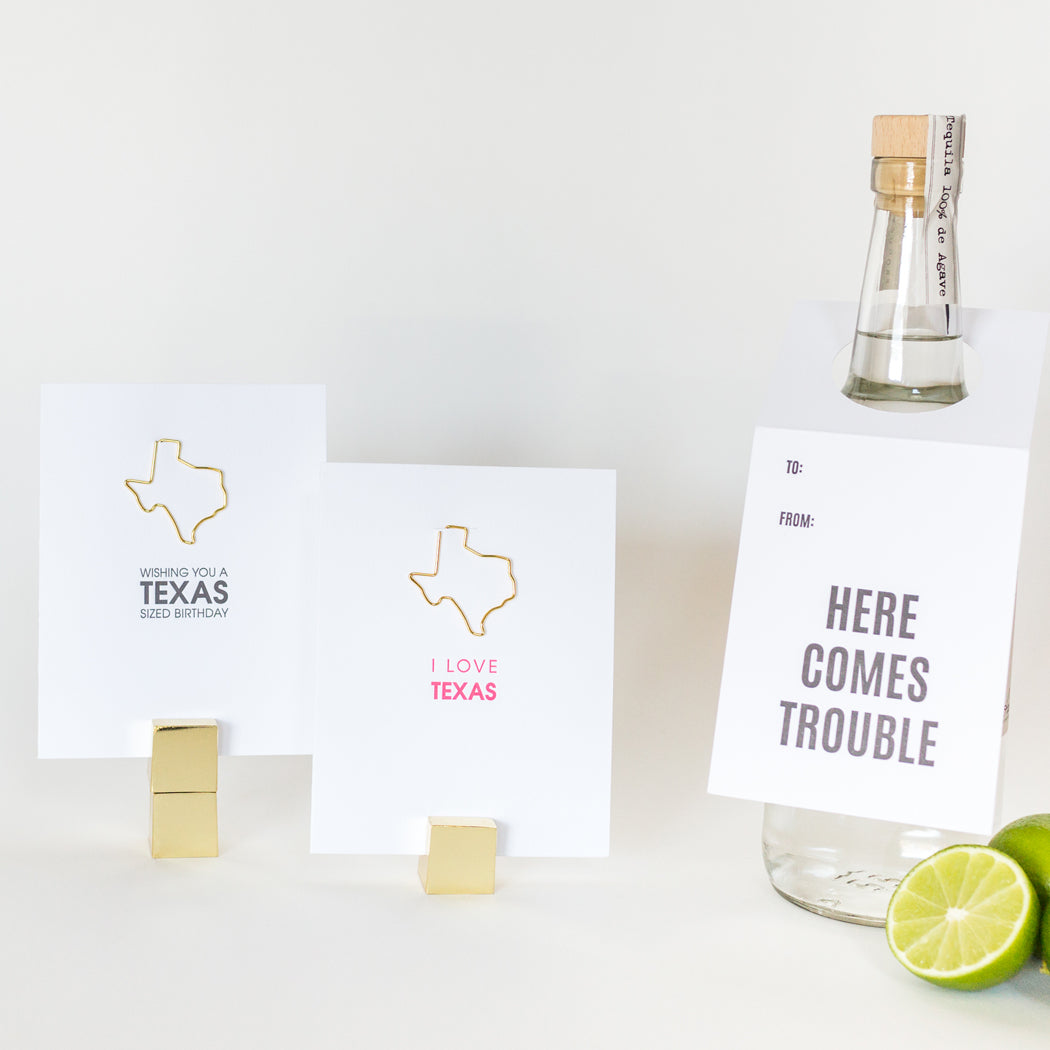 Wishing You a Texas Sized Birthday - Paper Clip Letterpress Card