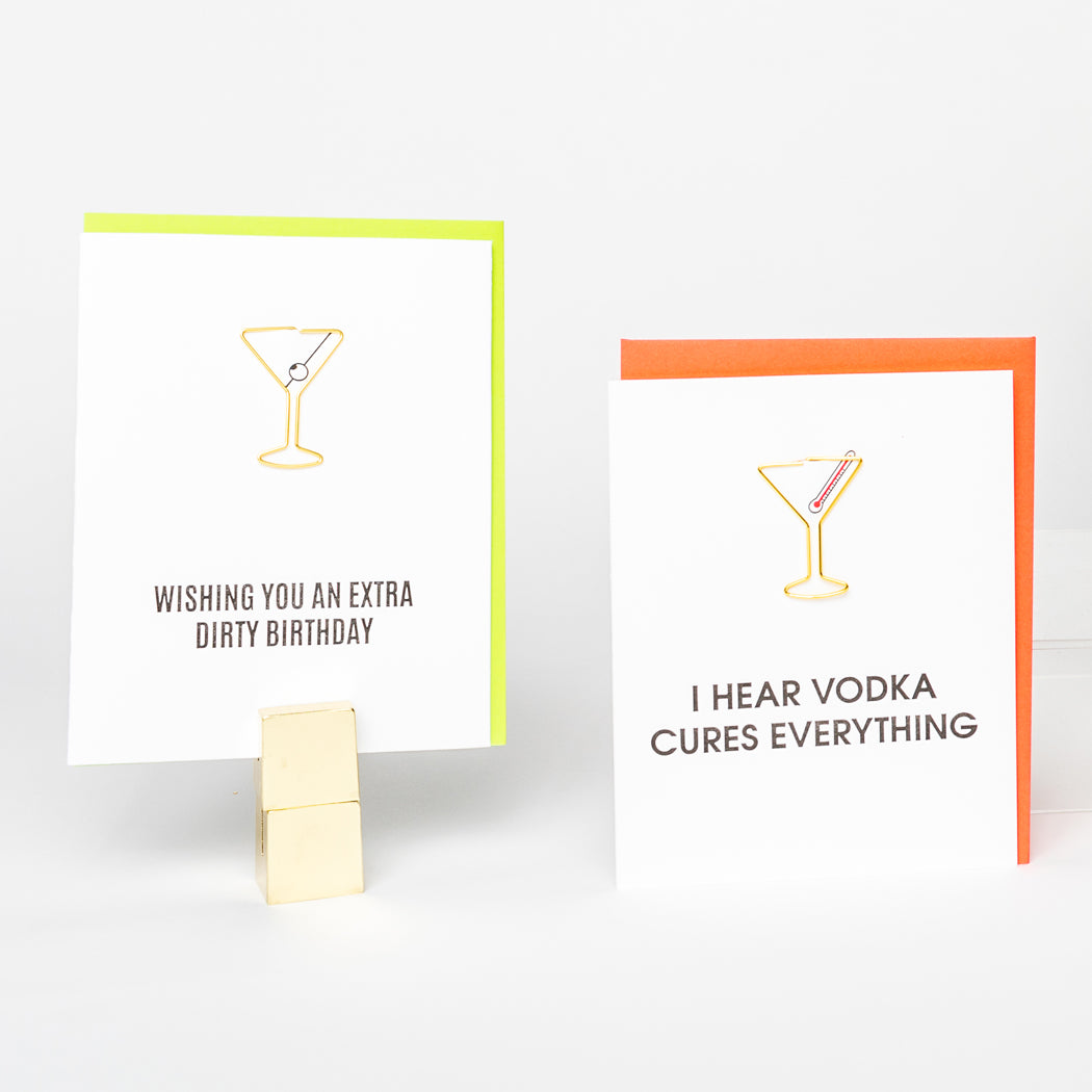 Extra Dirty Martini Birthday - Paper Clip Letterpress Card