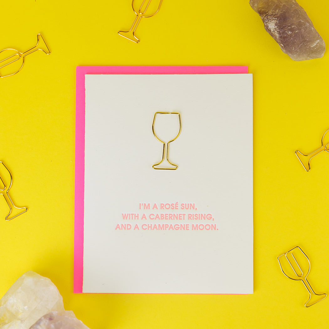 Wine Signs (Sun, Rising + Moon Signs) - Paper Clip Letterpress Card