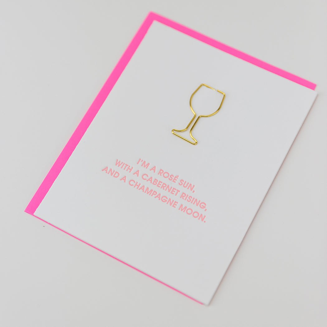 Wine Signs (Sun, Rising + Moon Signs) - Paper Clip Letterpress Card