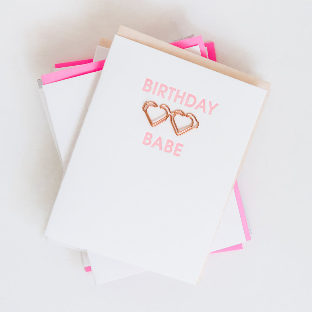 Birthday Babe Sunnies - Paper Clip Letterpress Card