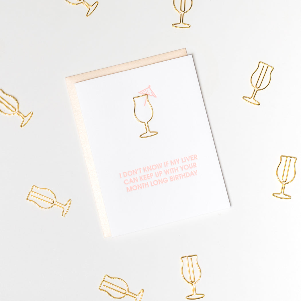 Don't Know If I Can Keep Up Month Long Birthday - Paper Clip Letterpress Card