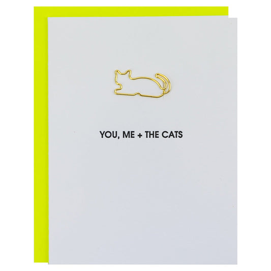 You Me + the Cats - Paper Clip Letterpress Card