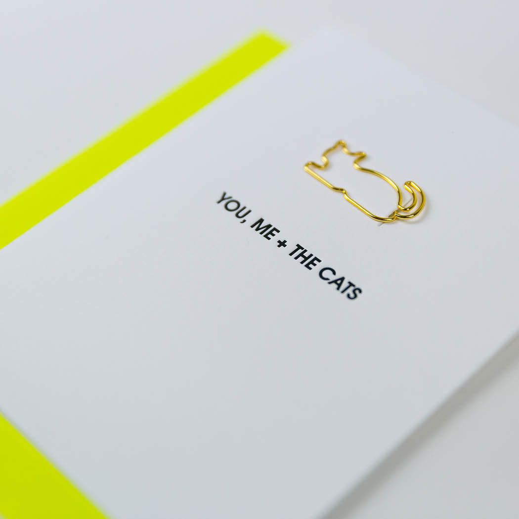 You Me + the Cats - Paper Clip Letterpress Card