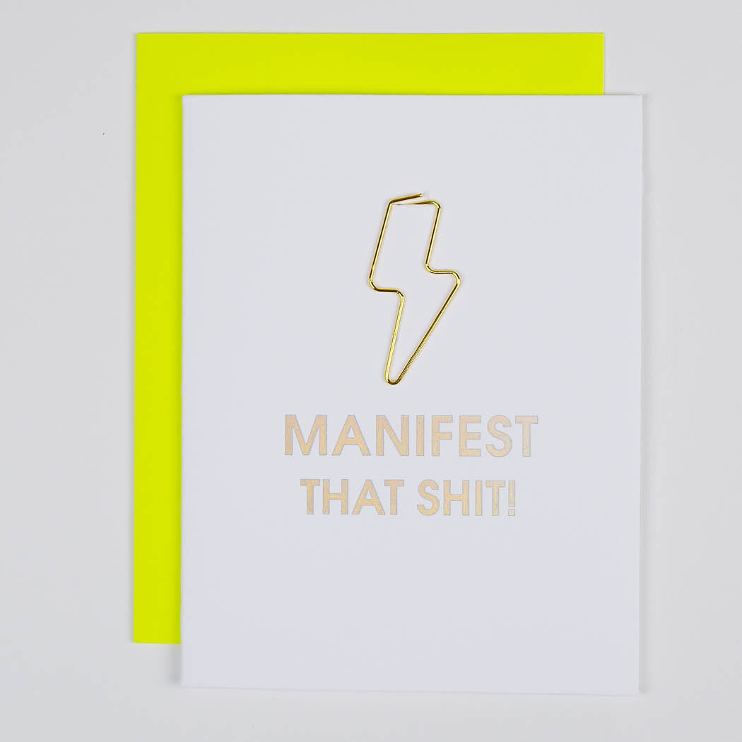 Manifest that Shit - Paper Clip Letterpress Card