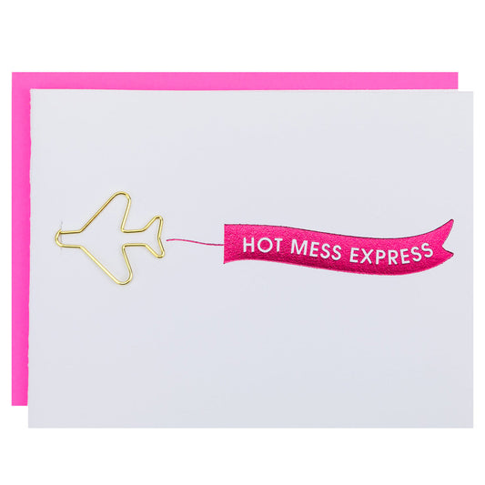 Hot Mess Express Airplane - Paper Clip Letterpress Card