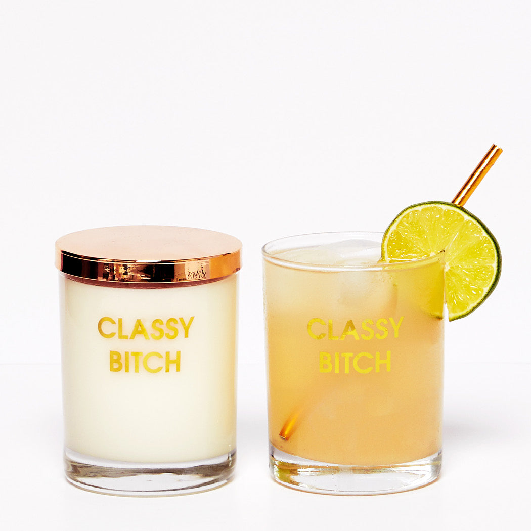 Chez Gagné Classy Bitch Rocks Glass