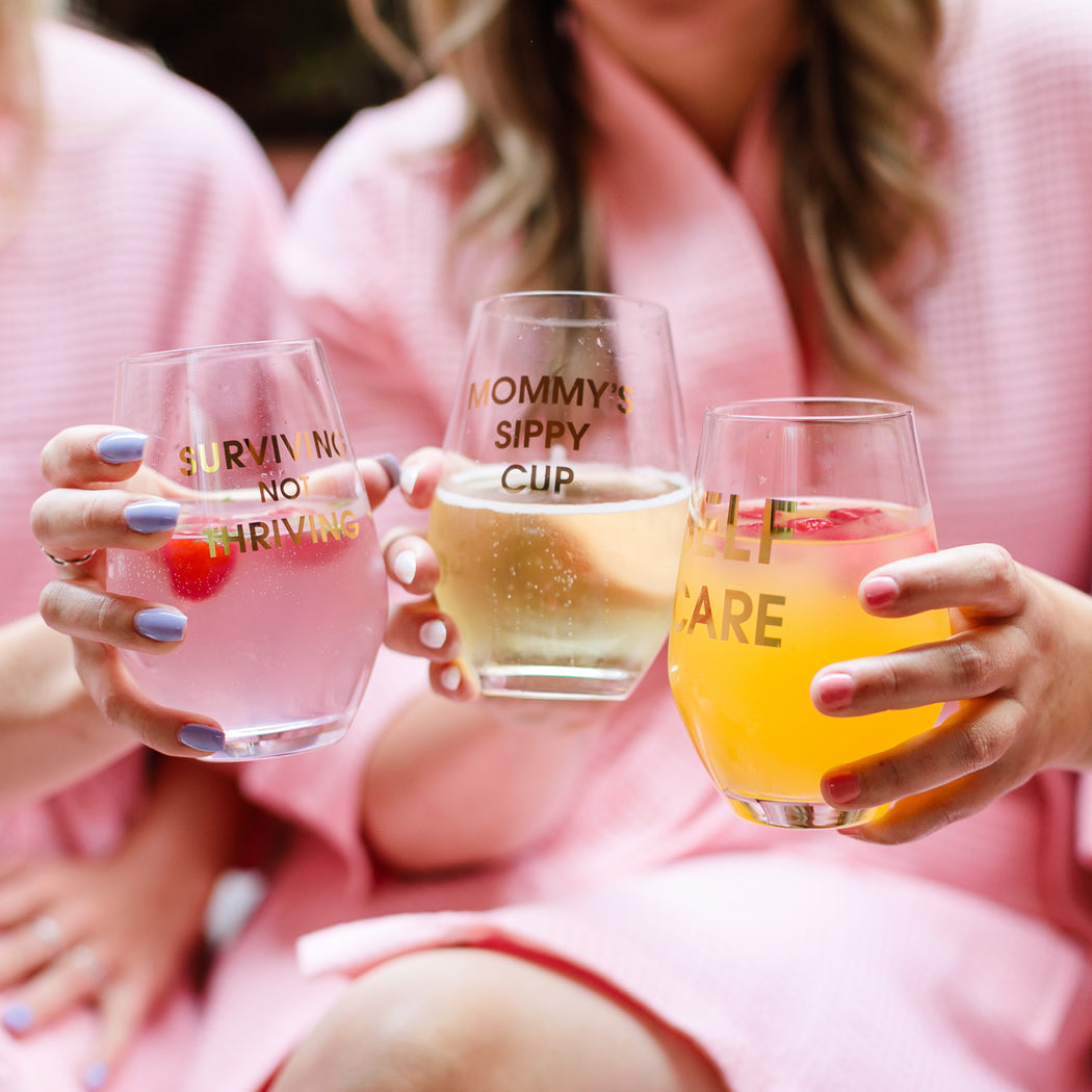 Self Care - Gold Foil Stemless Wine Glass