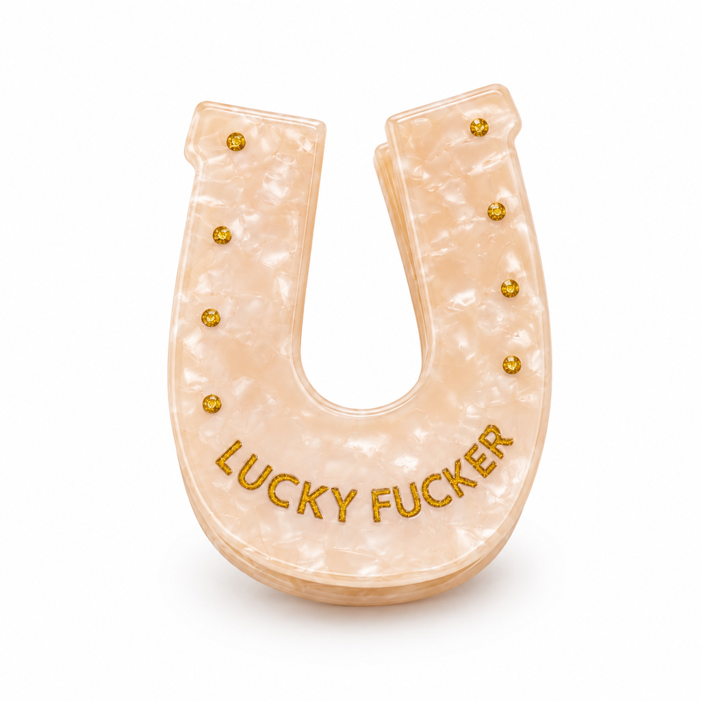 Lucky Fucker - Horsehoe - Acetate Hair Claw Clip