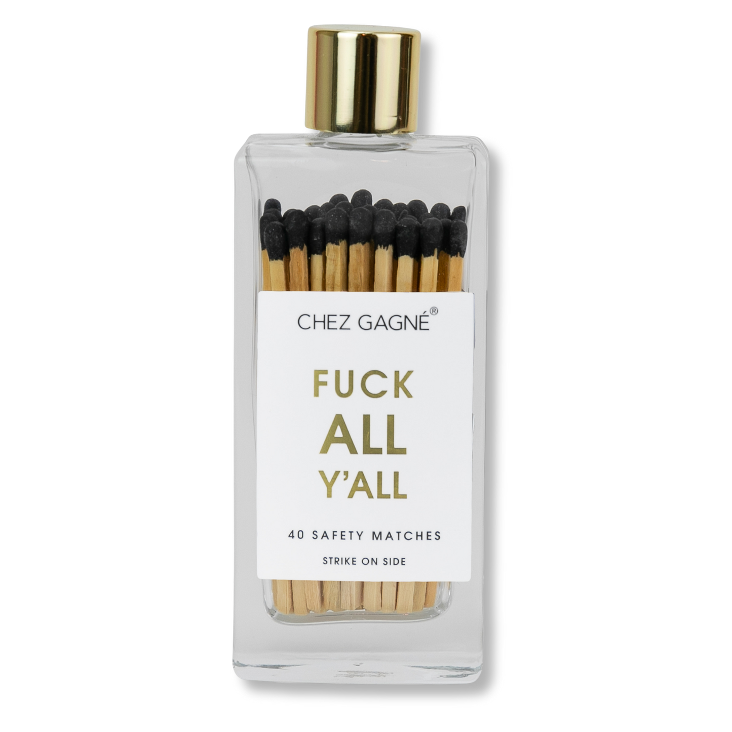 Fuck All Y'all - Glass Bottle Safety Matches - Black