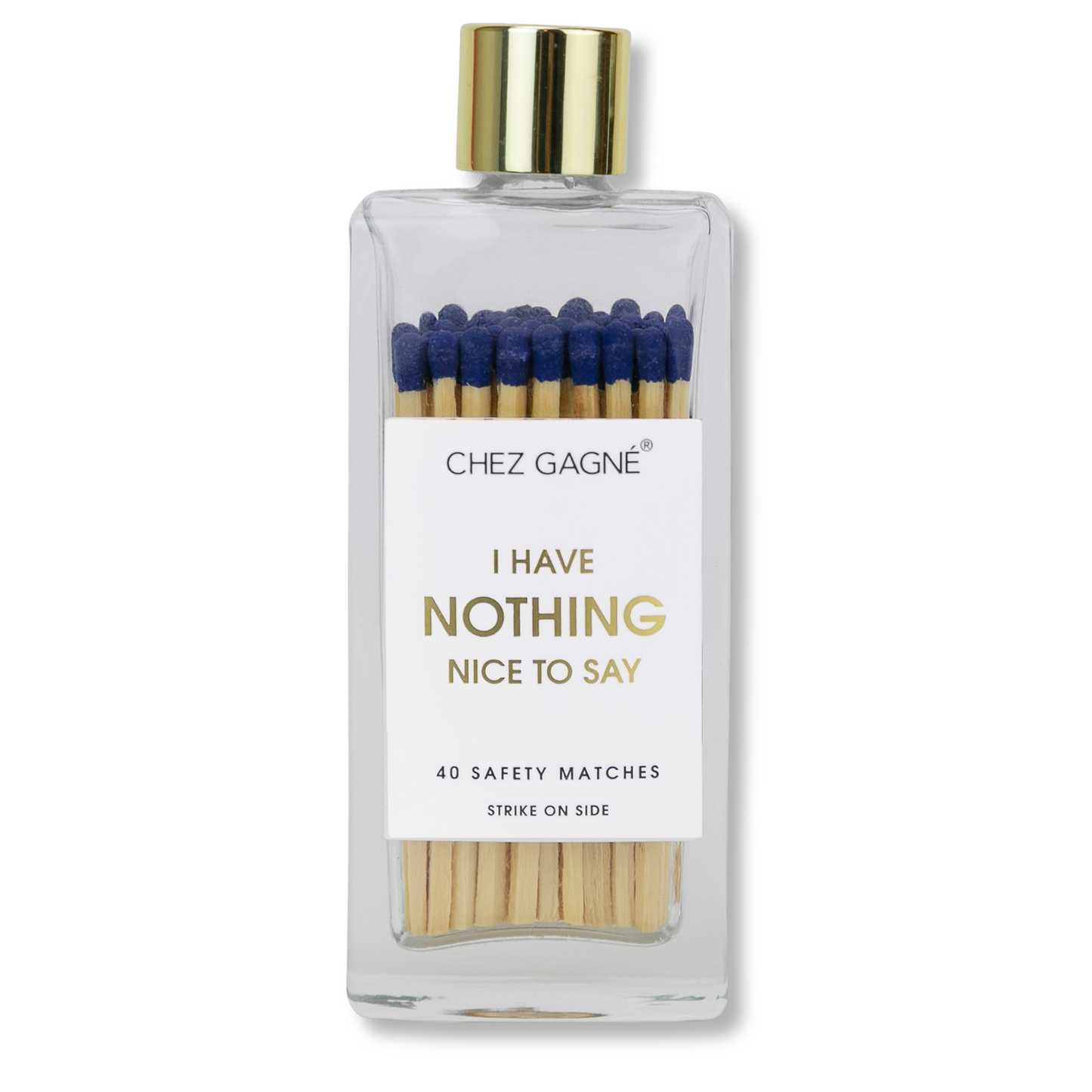 I Have Nothing Nice to Say - Glass Bottle Safety Matches - Navy