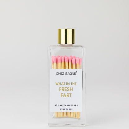 What In The Fresh Fart - Glass Bottle Safety Matches - Light Pink
