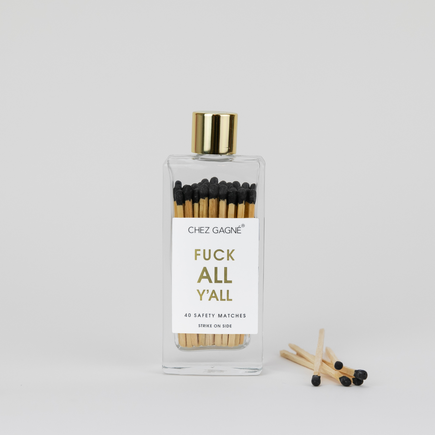 Fuck All Y'all - Glass Bottle Safety Matches - Black