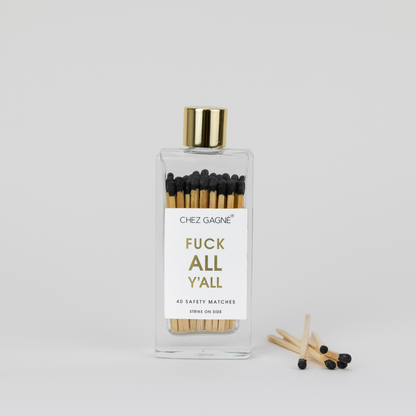 Fuck All Y'all - Glass Bottle Safety Matches - Black