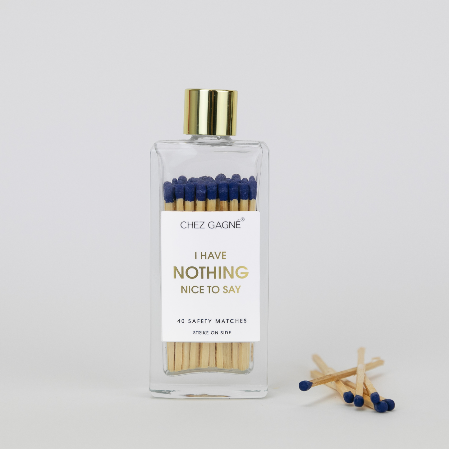 I Have Nothing Nice to Say - Glass Bottle Safety Matches - Navy