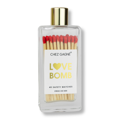 Love Bomb - Glass Bottle Safety Matches - Red Tips